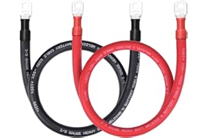 Geosiry 2/0 Battery Cables, 3FT 2/0 Welding Cable with 3/8” Lugs for DIY Enthusiasts and Professional Mechanics, Perfect for Cars and Motorcycles (2/0AWG-3/8, 3FT)