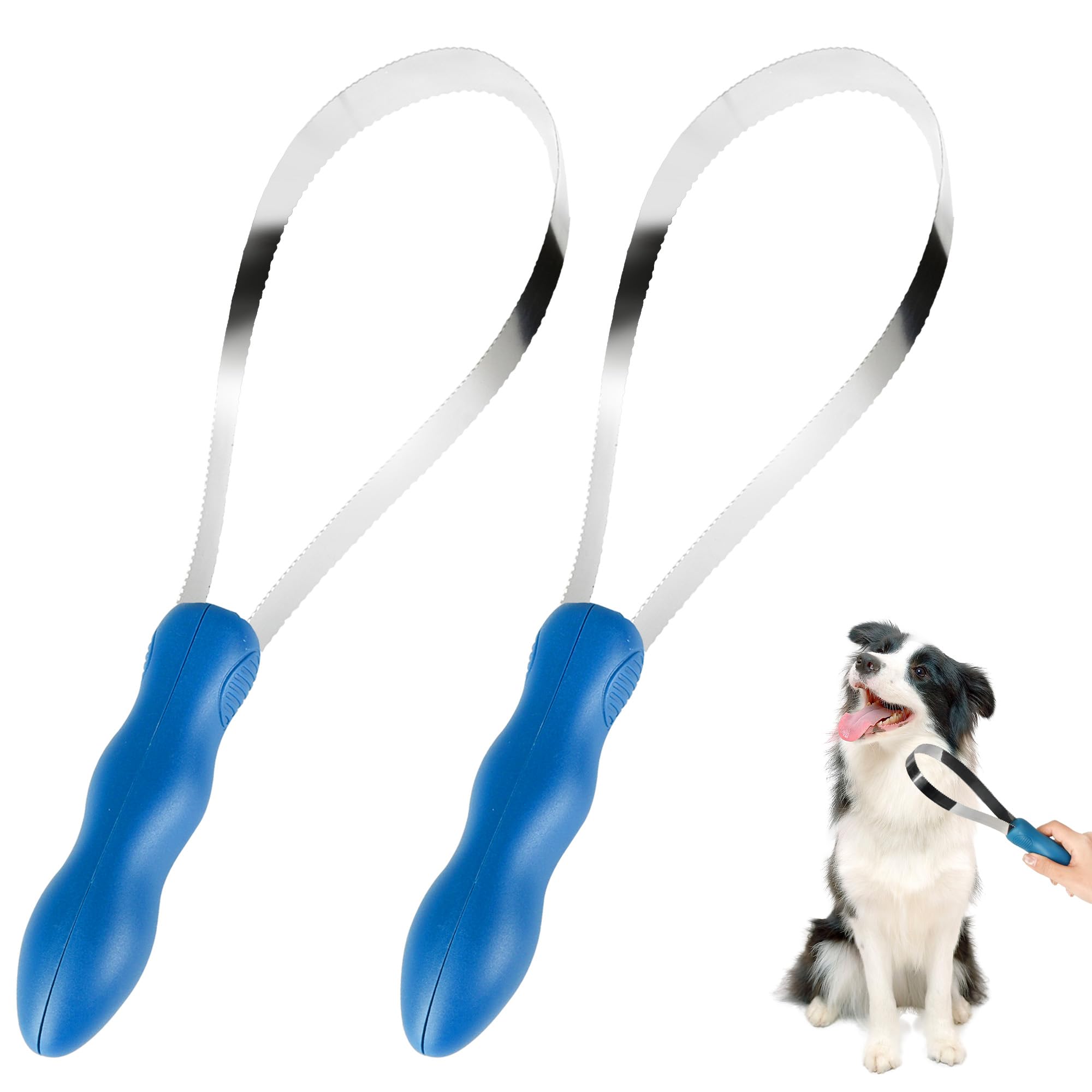 DiDiBirDi Dual-Sided Shedding Blade 2 pcs Dogs Hair Brush - Stainless Steel Grooming Blade for Horse Shedding Tool - Pets Grooming Tool for Horse with Short and Long Hair