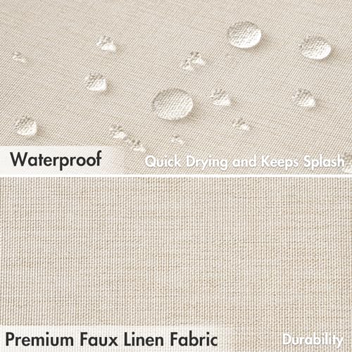 MIULEE Beige Scalloped Shower Curtain Linen Textured with 12 Metal Hooks Cute Heavy Duty Washable Waterproof Neutral Thick Cloth Shower Curtains with Black Border for Bathroom Bathtub,W72*L72 Cream