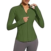 VUTRU Women's Zip Up Cropped Workout Jacket Super Slim Fit Yoga Jackets Lightweight Running Athletic Jacket with Thumb Holes