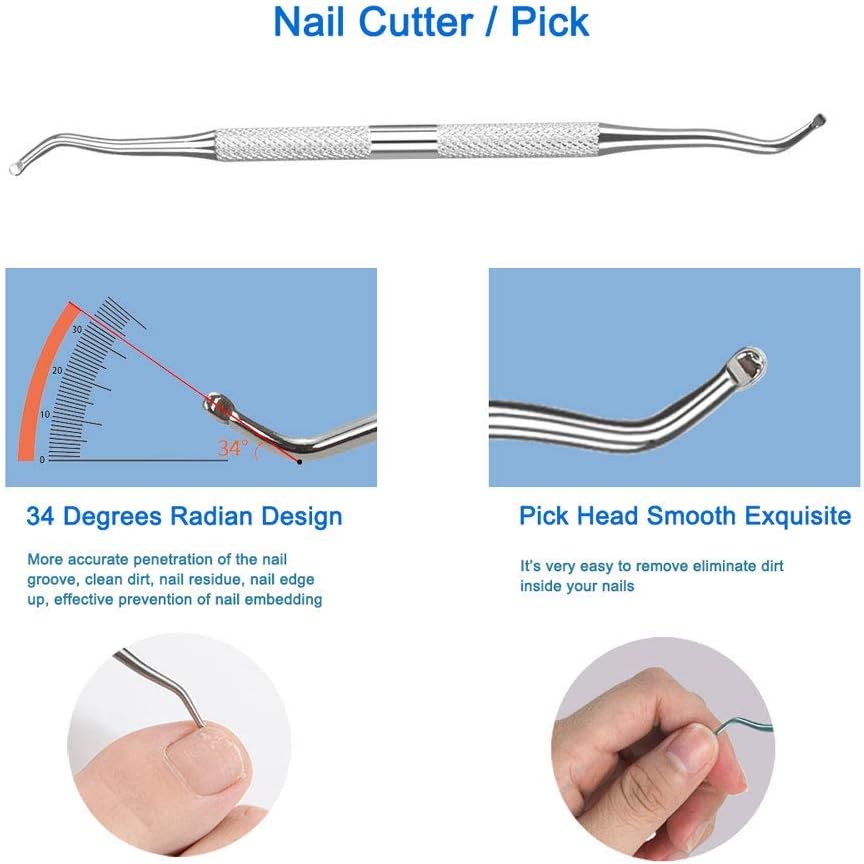 HIFAU 8PCS Premium Cuticle Nippers Pusher Manicure Tools Set, Professional Ingrown Toenail File, Cuticle Remover Trimmer Cutters Tool Gel Nail Art Kit, Stainless Steel, Travel, Gift: Home Improvement