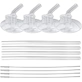 4 PCS Clear Silicone Replacement Straws with Cleaning Brushes - Specifically Designed for Thermos Funtainer 12 oz Bottles, F401 & F410 Models, for Kids & Toddlers