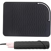Silicone Heat Resistant Mat, Portable Travel Mat Cover for Curling Irons, Flat Irons, Hair Straightener and Hot Hair Styling Tools (Black, S)