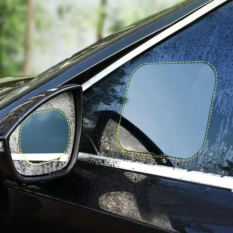 TEKCOOL Car Accessories 4pcs Car Rearview Mirror Films Anti-Rain Fog Waterproof PET Clear Film Accessories (2 Oval + 2 Square Film) 4
