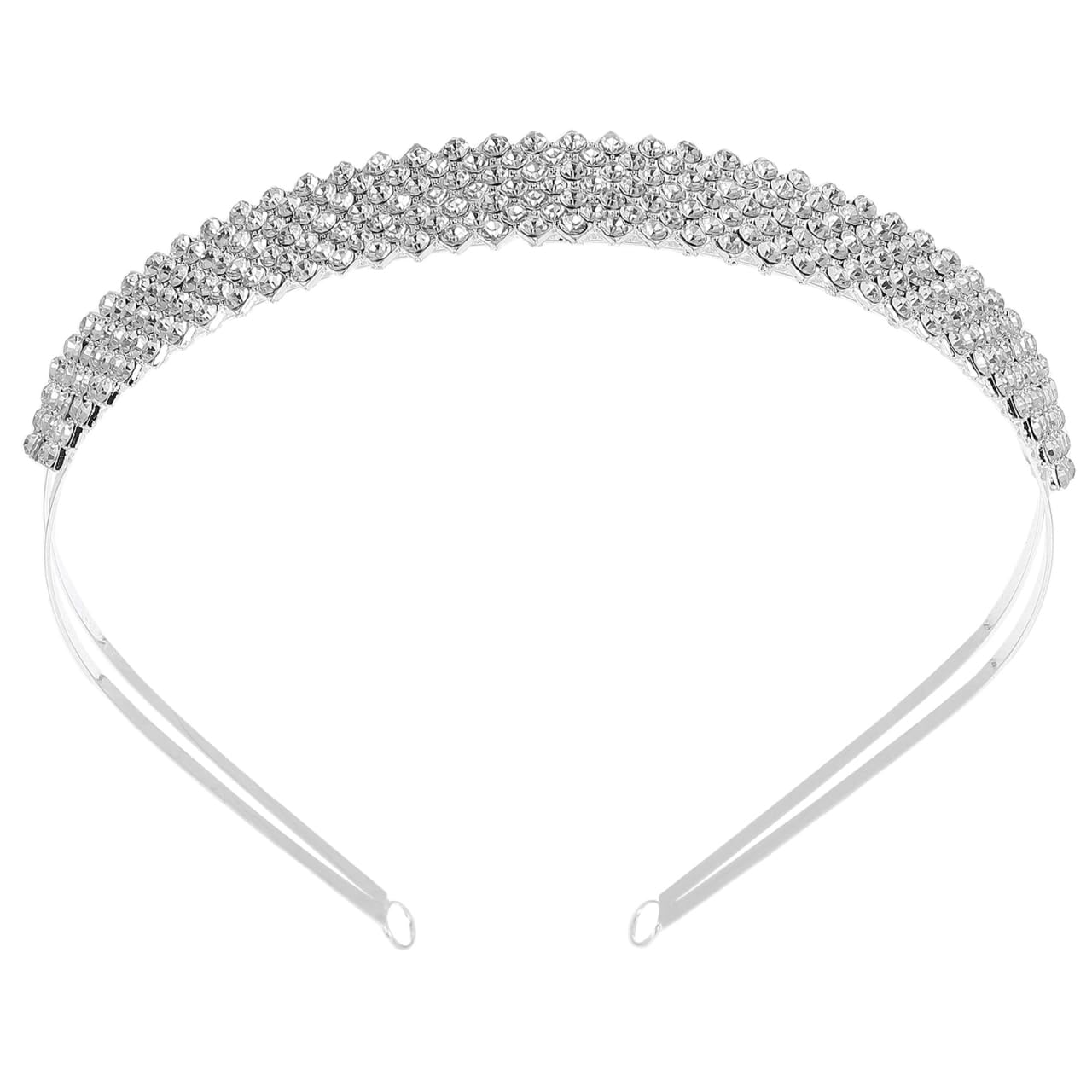 rosenice Silver Rhinestone Bride Crown Tiara Wedding Bridal Hairband Hair Loop Elegant Headpiece for Engagement Party