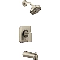 Moen Genta LX Brushed Nickel Pressure Balancing Eco-Performance Modern Shower Trim Including Showerhead, Shower Handle, and T