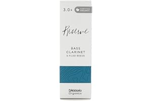 D'Addario Organic Reserve Bass Clarinet Reeds - Reeds for Clarinet - Individually Sealed - 3.0+ Strength, 5 Pack