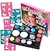 Face Paint Kit with 30 Stencils: 12 Color Palette for Kids: 2 Brushes, 2 Sponges + Glitter Gel. Best Quality Professional Face Painting Party Set. Safe, Non-Toxic, Water-based, BONUS Online Guide