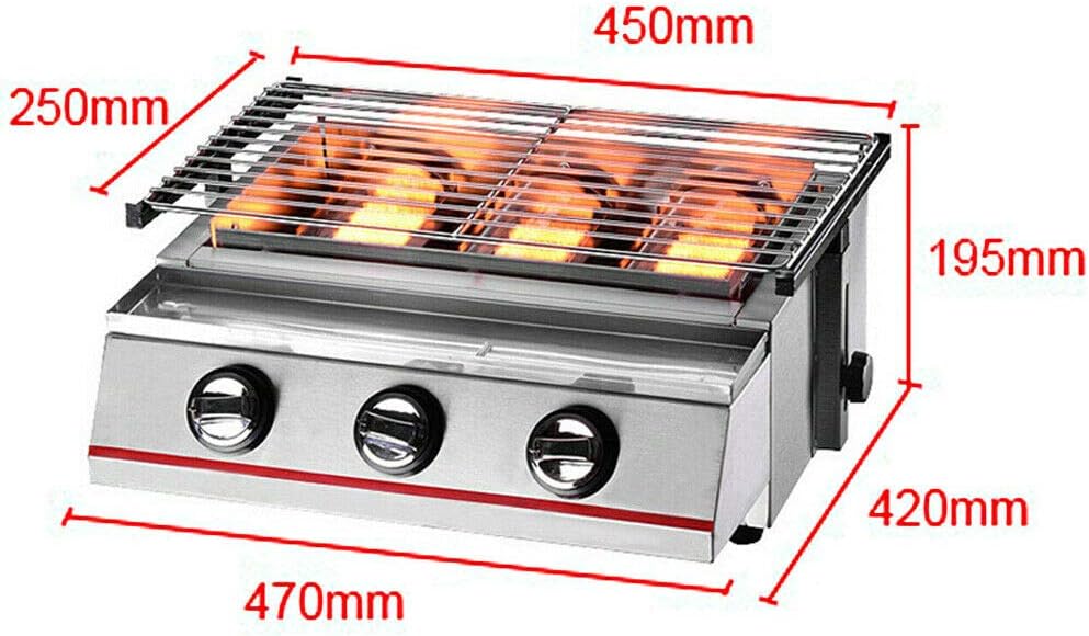 review QIZHI 3 Burner Gas Grill Stainless Steel Barbeque Gas Grill Cooker Outdoor