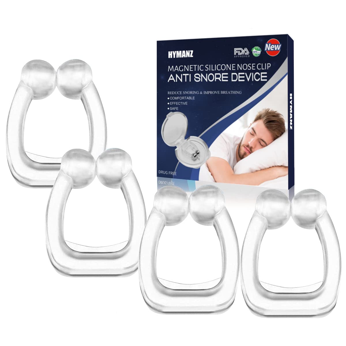 2022 Upgrade Stop Snoring Nose DeviceSnore Stopper, 4 Packs Silicone Magnetic Anti Snore Clips, Effective Snoring SolutionNasal DilatorProfessional Sleep Aid Relieve Snore for Men Women