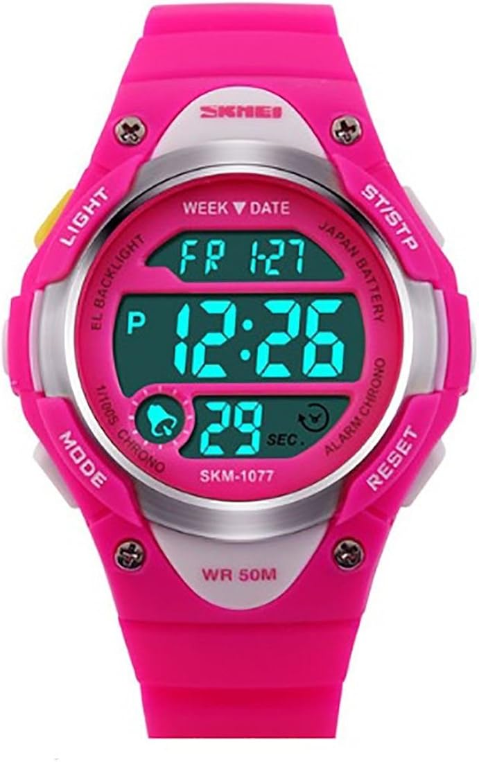 SKMEI Girls Pink Digital Watch 50m Water Resistant with Stopwatch Alarm