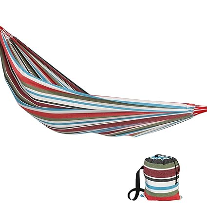 Sunnydaze Brazilian Double Hammock Extra Large, 2 Person Portable Woven Bed with Carrying Bag - for Indoor Or Outdoor Patio, Backyard, and Porch (Cool Breeze)