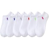 POLO RALPH LAUREN Women's Classic Sport Flat Knit Low-Cut Socks (6-Pack) | Authentic Polo Ralph Lauren, Soft Breathable Cotton Blend, Reinforced Heel-Toe Durability, Gift for Any Occasion