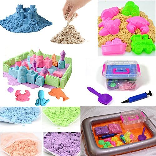 4lb Under the Sea , Transportation play Set, Kinetic Motion Magaic sand sands alive Includes 14 Molding, Inflatable Play Tray, Shovel, Air Pump by Martian Sand