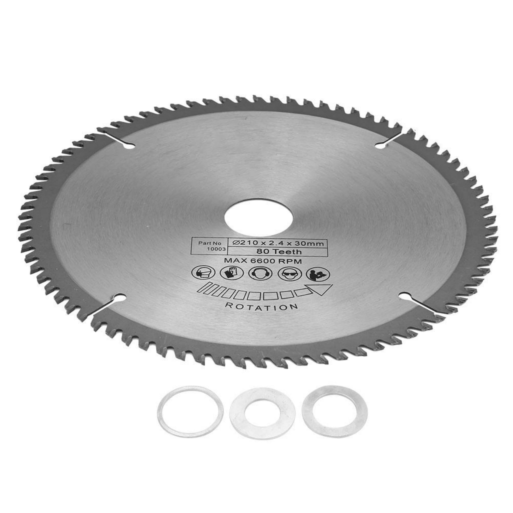 VOBOR Circular Saw Blade 210mm x 30mm for Metal Wood Stone Glass Plastic Cordless Cutting Saw Disc, 80T Teeth Circular Saw Blade with 3 O-rings
