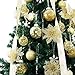 XmasExp 10 Pcs Christmas Tree Ornaments Glitzy Gold Poinsettia Bushes, Glitter Poinsettia Flowers Christmas Decorations