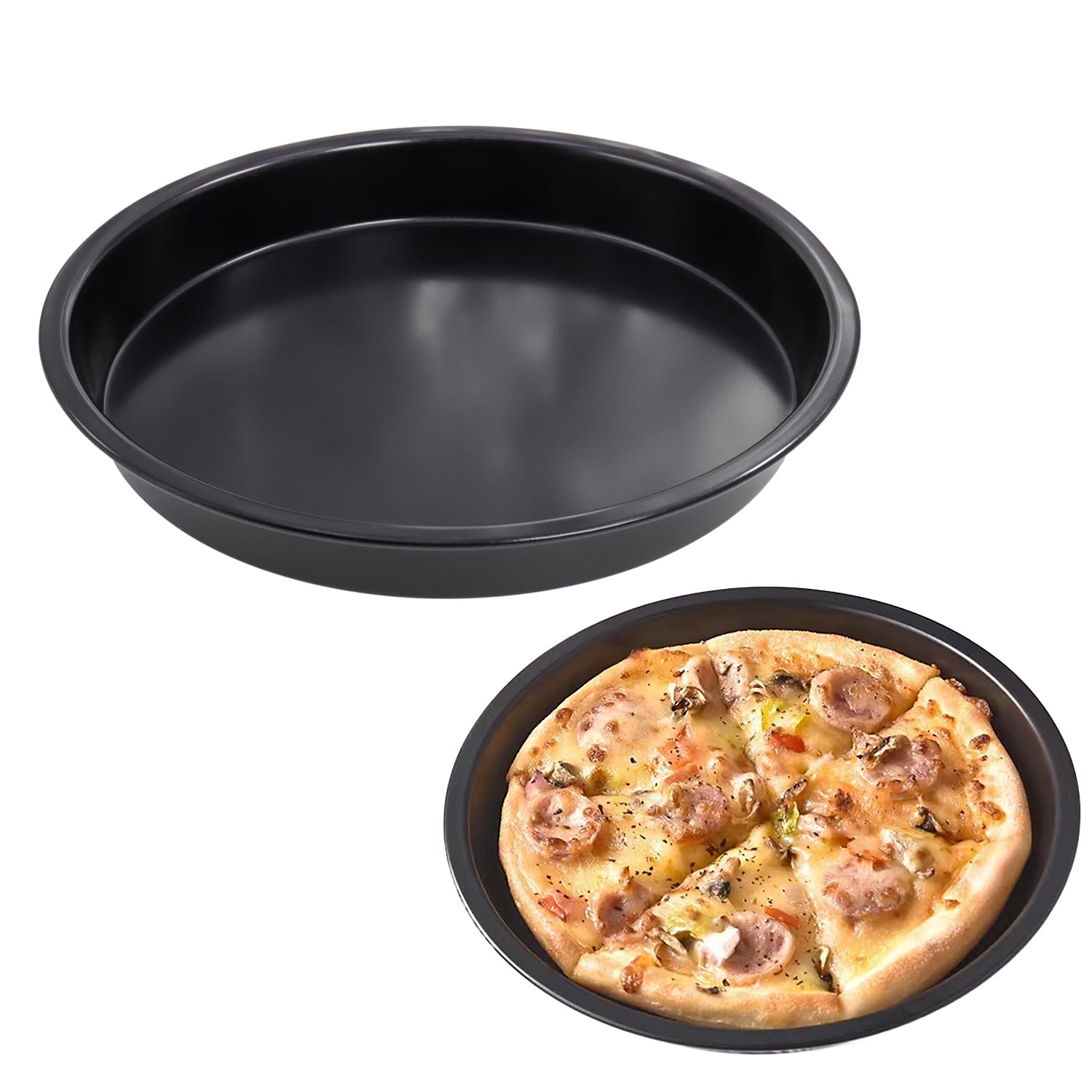 SYF-UN 1Pack 8" Round Victoria Sandwich Sponge Cake Tin Pan Twin Pack, Straight Sided, Fixed Base, Superior Double Coated Non Stick, Made in England (8 Inch)