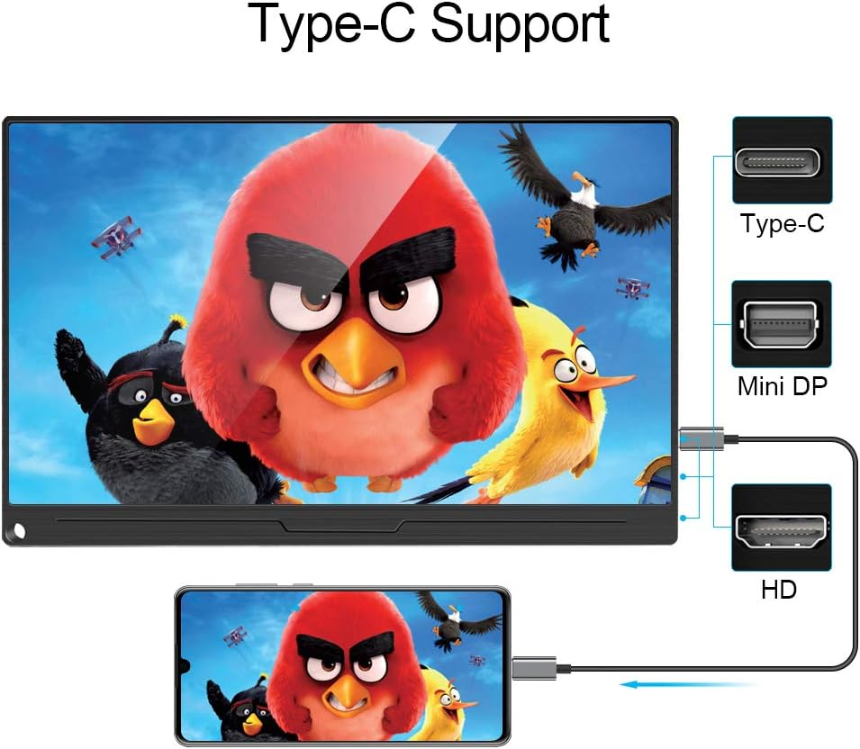 Portable Monitor, Upgraded 15.6" IPS HDR 19201080 FHD Eye Care Screen USB C Gaming Monitor, Dual Speaker Computer Display HD Type-C VESA for Laptop PC MAC Phone Xbox PS4 Smart Case & Screen Protector: Computers & Accessories