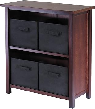 Amazon Com Winsome Wood Verona Wood 3 Tier Open Cabinet With 4