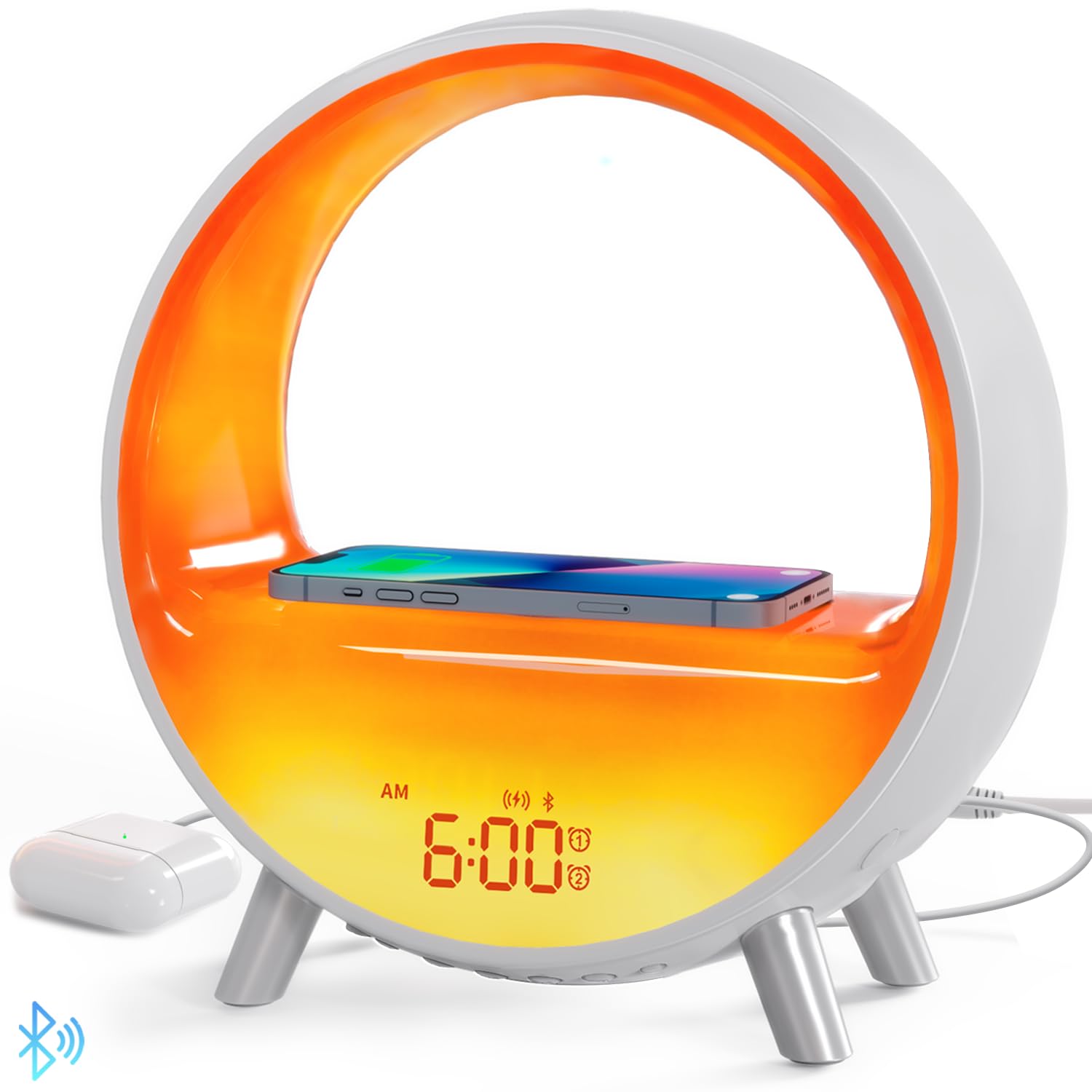 Photo 1 of MOMILLA Sunrise Alarm Clocks with Bluetooth Speaker, White Noise Sound Machine with with Wireless Charging Station, 11 Lights Effects Night Light, Wake up Light Sunset Lamp Bedrooms for Adults Kids