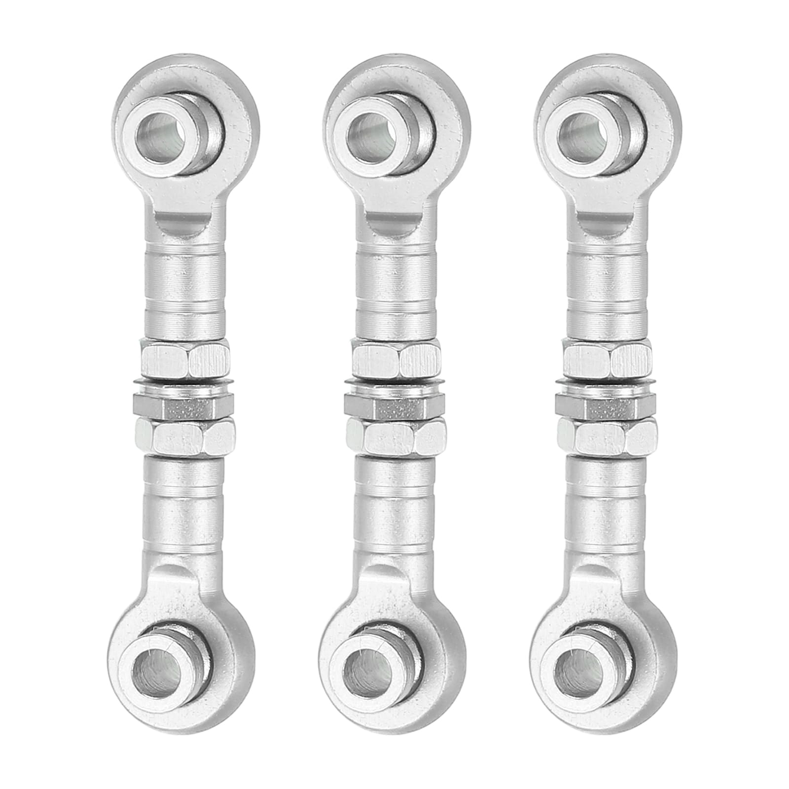 sourcing map 3 Pcs Steering Servo Turnbuckle Rod RC Aluminum Alloy Linkages for HSP 1/10 94123 On-Road RC Car (Silver Tone, 32mm)