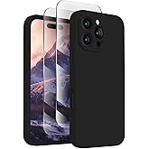 FireNova Designed for iPhone 16 Pro Max Case, Silicone Upgraded [Camera Protection] Phone Case with [2 Screen Protectors], Soft Anti-Scratch Microfiber Lining Inside, 2024, Black