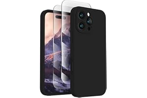 FireNova Designed for iPhone 16 Pro Max Case, Silicone Upgraded [Camera Protection] Phone Case with [2 Screen Protectors], Soft Anti-Scratch Microfiber Lining Inside, 2024, Black