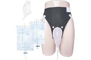 LANSYNES Wearable Urine Collector with Reusable Silicone Collector with Breathable Fixative Pant and Two Urinary Drainage Bags 2000ml 1000ml with 1.2m Catheter Soft Edge Design, Elderly Men Grey