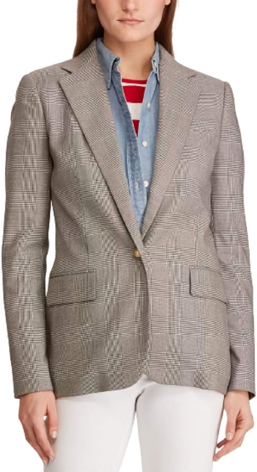 Lauren Ralph Lauren Glen Plaid Blazer Red Size 6 at Amazon Womenâs Clothing store