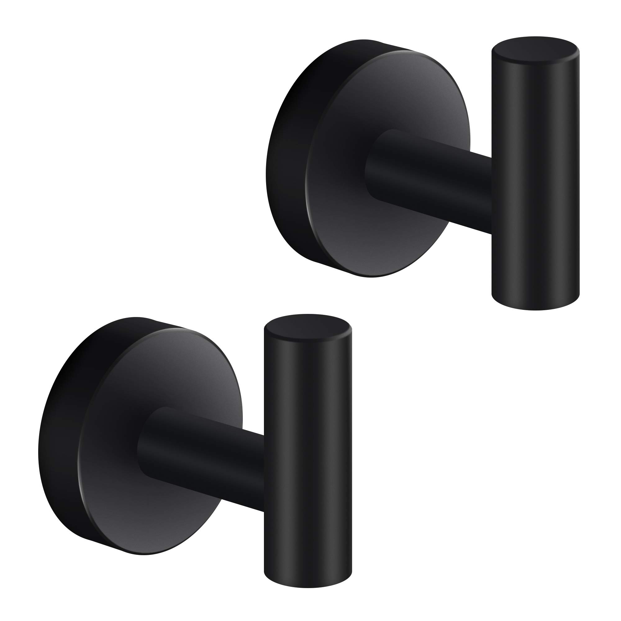 Towel Hook Black Bathroom Single Coat Hooks Bath Kitchen Small Hand Towel Holder Hat Door Hanger Rack Home Storage Spave Sver Stainless Steel Bathroom Hardware Set Wall Mount Matte Black(2 PACK)
