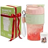 Portable Glass Bottle with Magnetic Infuser, 17.6OZ Water Cup with Removable Carry Strap & Insulation Sleeve, Leak-Proof Design, One Button Brewing for Loose Leaf Tea, Great Gift Idea for Women(Pink)