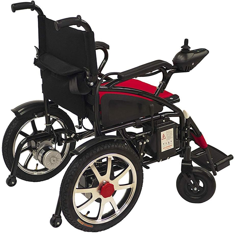 Electric Wheelchair Electric Power Wheel Chair Motorized Foldable Mobility Scooter Wheelchair Automated Wheelchair (RED): Health & Personal Care