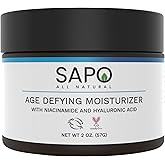 Sapo All Natural Face Cream, Skin Barrier Support Daily Moisturizer with Hyaluronic Acid, Niacinamide, Peptides, Day or Night, 2 oz