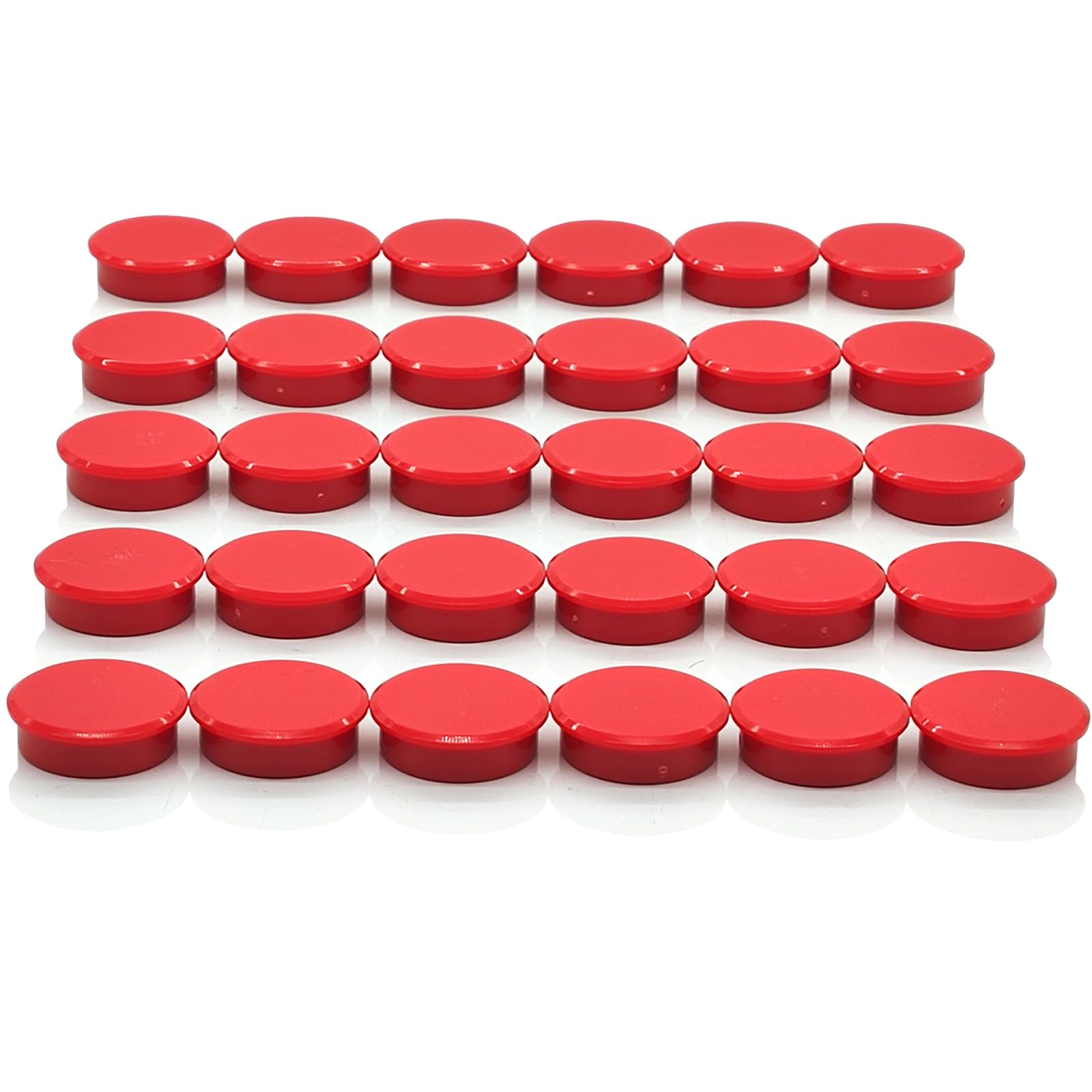 PYJLBX Small Round Fridge Magnets - 30 Pack Red Strong Mini Round Craft Magnets for Whiteboards, Notice Boards, Office Organisation, School & Classroom Supplies, Cute Decorative Magnets for Adult