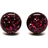 Stud Earrings, Sparkle, 10 mm, Handmade, Stainless Steel Posts for Sensitive Ears, Stud for Women Men Girls