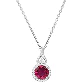 Dazzlingrock Collection 7mm Round Lab Created Gemstone & Natural White Diamond Women Pendant (Gold Chain Included), Available in Various Gemstones & Metal 10K/14K/18K Real Solid Gold