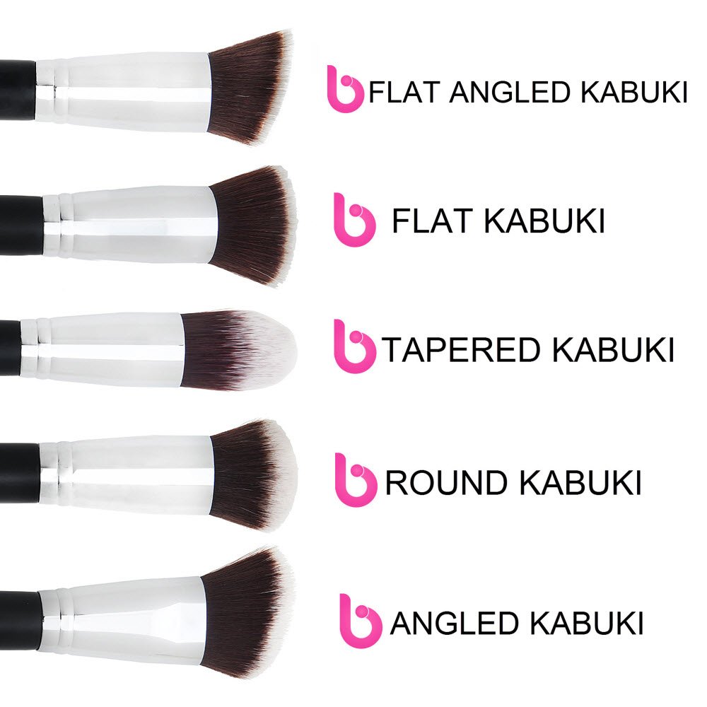Kabuki Makeup Brush Set With BONUS Travel Brush Holder Includes