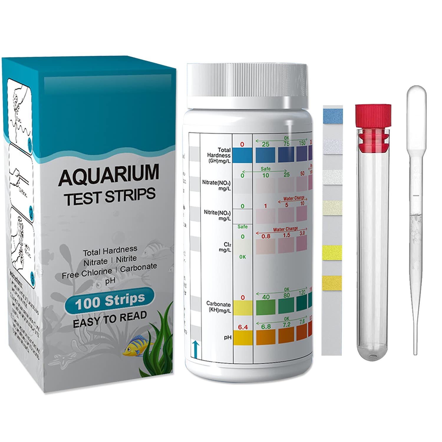 Buy Lxiyu 6 in 1 Aquarium Test Strip (100 Strip), Fish Tank Test Kit, Easy and Accurate Test