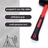 Toolzone 32oz Rubber Mallet Fibreglass Handle Non-Slip Grip Red Black view 5