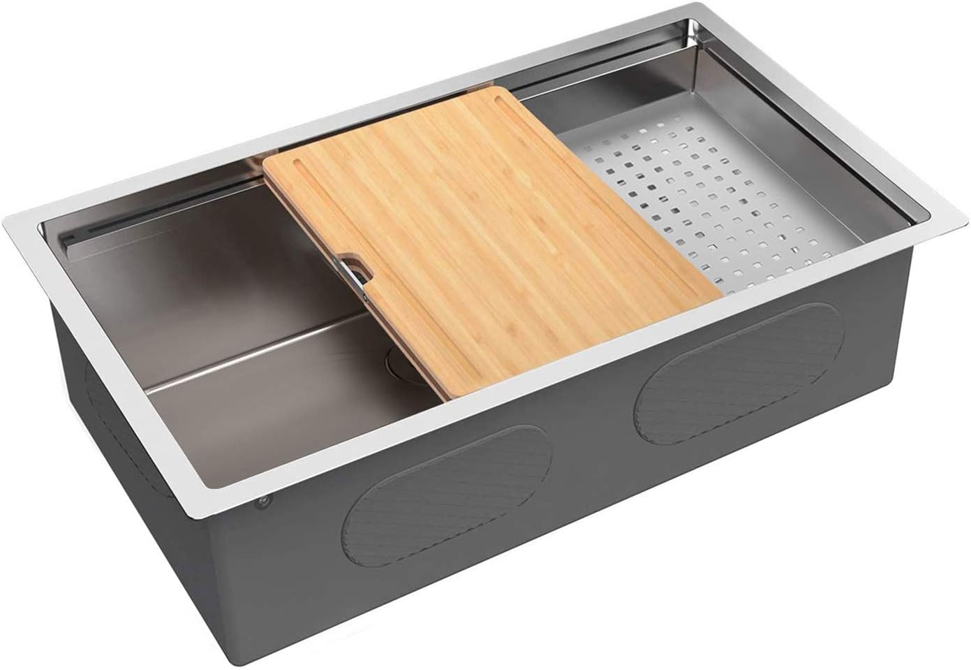 KORVO Workstation Ledge Kitchen Sink, Handmade with 16 Gauge SUS304