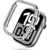 top4cus 42mm (Series 10) PC Bling Case Compatible with Apple Watch Case, Crystal Rhinestone Bumper Cover for iWatch (42mm, Silver)