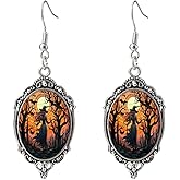 Vintage Gothic Mystery Witch Cameo Earrings - Punk Style Crystal Glass Witch Dangle Earrings