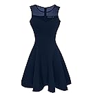 Heloise Women's A-Line Sleeveless Pleated Little Dark Navy Blue Cocktail Party Dress (XL, Navy)