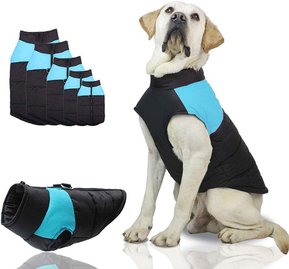 SunteeLong Dog Jackets Dog Clod Weather Coat Waterproof Windproof Warm Dog Vest Cold Weather Pet Apparel for Small Medium Large Dogs Blue M : Kitchen & Dining