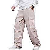 DFGIGT Baggy Denim Cargo Pants for Men with Pockets Mid Weight Wide Leg Hip Hop Skater Jeans Streetwear