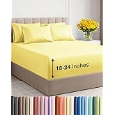 Extra Deep Queen Sheet Set - 6 Piece Breathable and Cooling Sheets - Hotel Luxury Bedding for Women, Men, Kids & Teens - Easy & Secure Fit - Soft, Wrinkle Free and Comfy - Extra Deep Pockets - Yellow