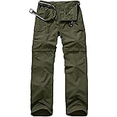 Mens Hiking Convertible Pants Quick Dry Waterproof Zip Off Lightweight Cargo Safari Fishing Work Pants Trousers with Belt