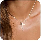 The Budsea Dainty Bow Gold Necklaces for Women, 14k Gold Plated Pendant Statement Charm Bow Chain Necklace Gold Jewelry for Women Birthday Christmas Gift