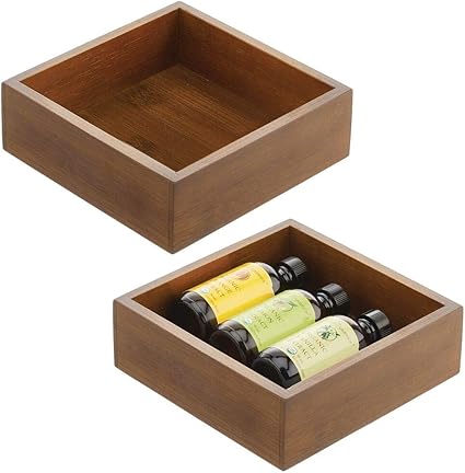 mDesign Juego de 2 cajones de almacenaje – Cajas de bambú ...
