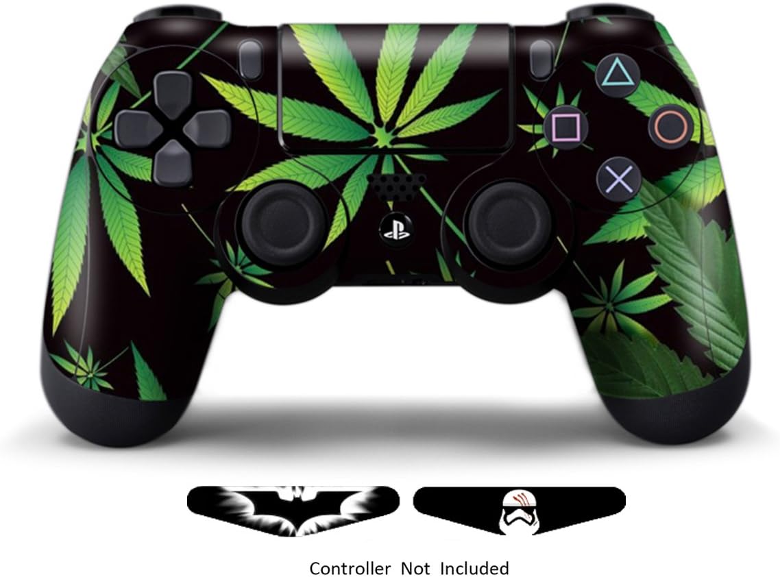 Skins for PS4 Controller - Stickers for Playstation 4 Games - Decals Cover for PS4 Slim Sony Play Station Four Controllers PS4 Pro Accessories PS4 Remote Dualshock 4 Skin - Weeds Black